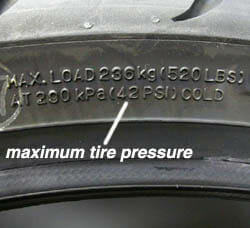 How much air pressure is in motorcycle tires