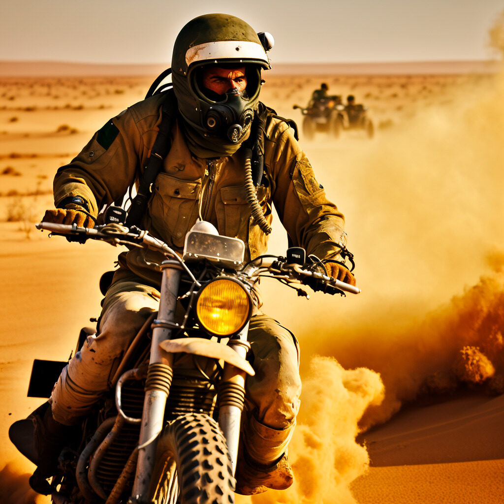riding motorbike on sand
