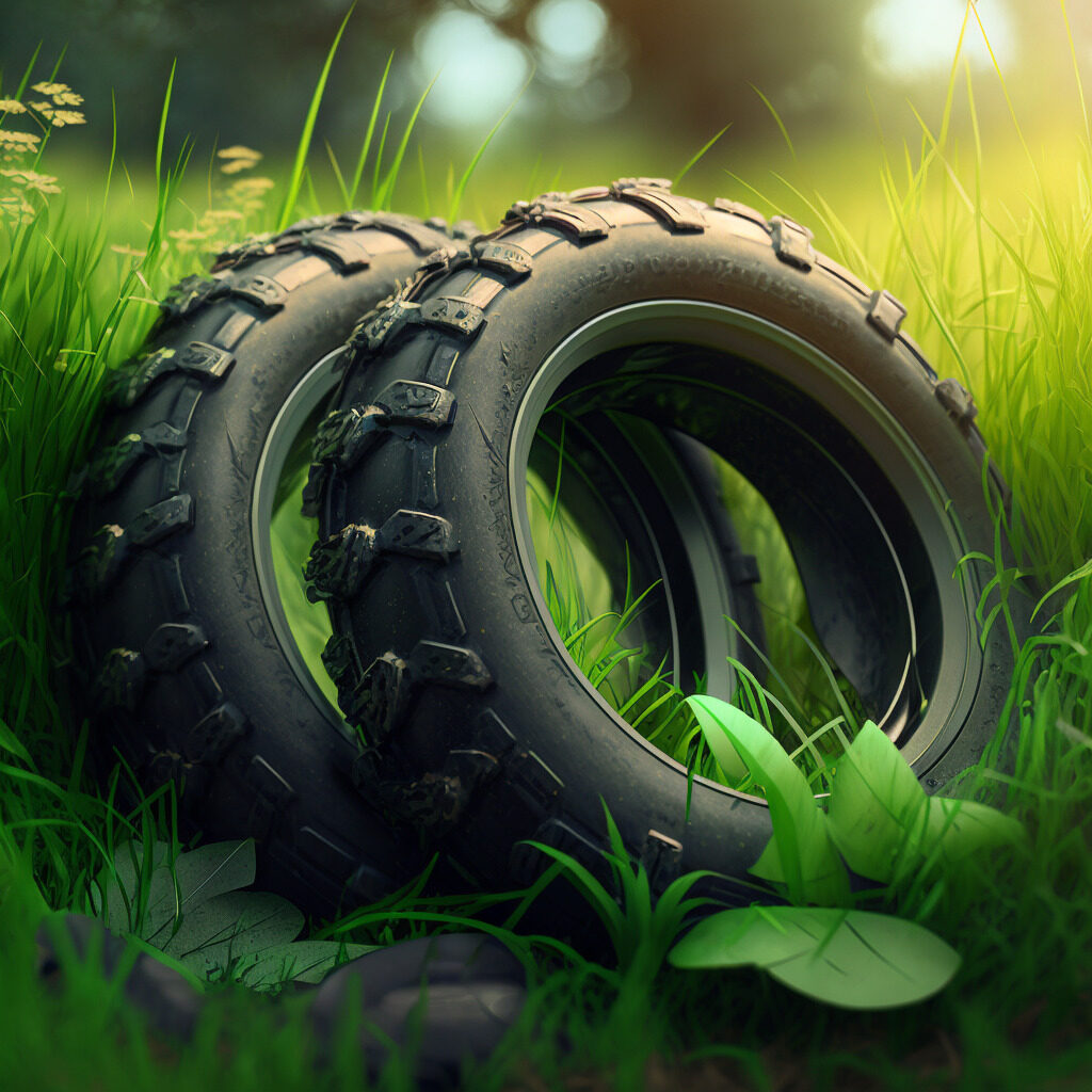 moto tires in nature