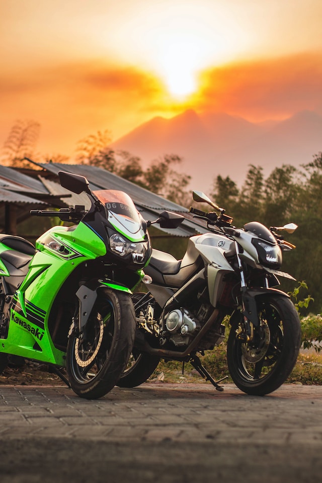 motorbikes on sunset